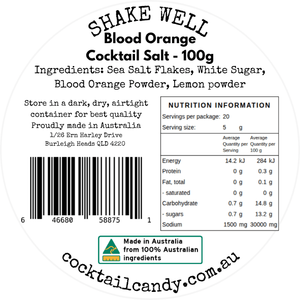 Cocktail Rimming Salt – Blood Orange Citrus Flavoured Salt (Large Tin)