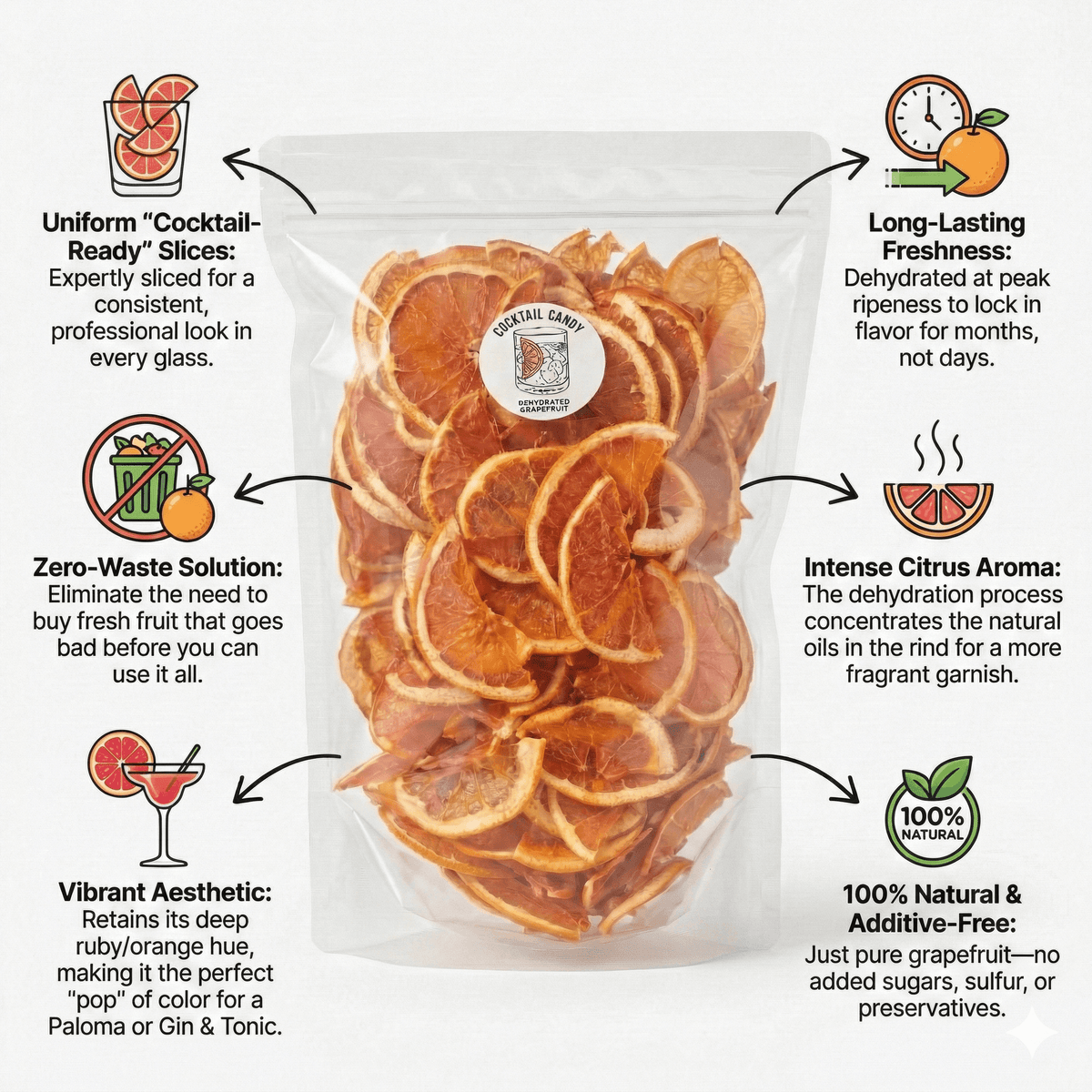 Food Service Bag - Dehydrated Grapefruit Halves