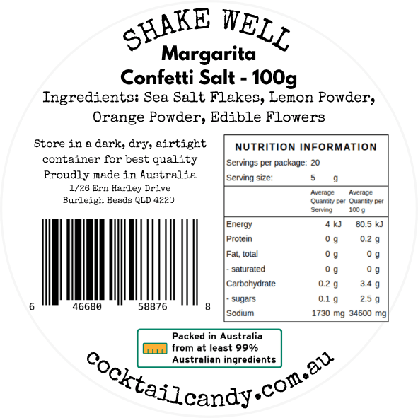 Cocktail Rimming Salt – Margarita Confetti Salt Blend (Large Tin)