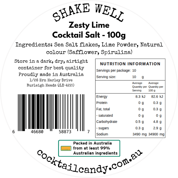 Cocktail Rimming Salt – Zesty Lime Flavoured Salt (Large Tin)