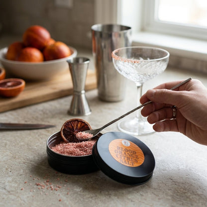 Cocktail Rimming Salt – Blood Orange Citrus Flavoured Salt (Large Tin)