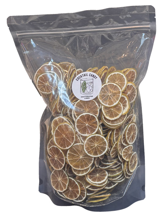 Bag of dried citrus slices with a visible brand label on a white background