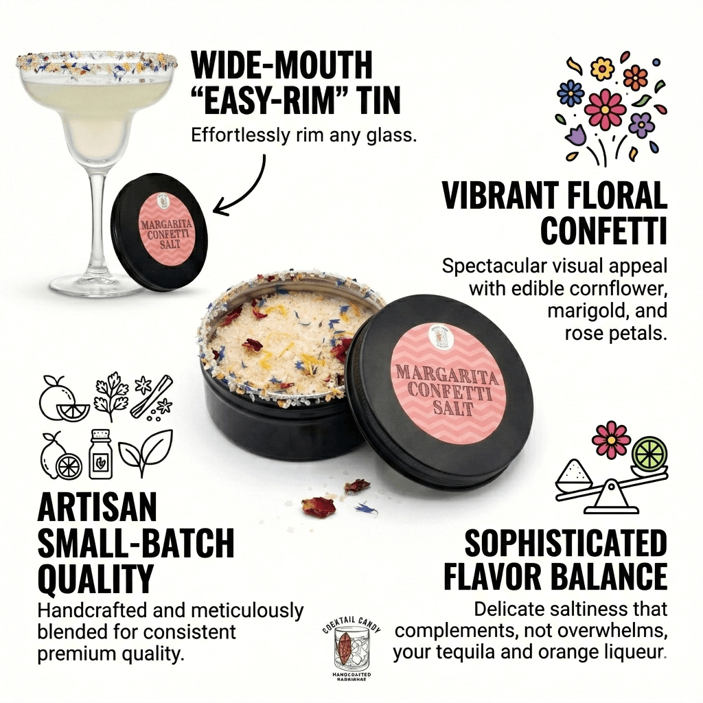 Cocktail Rimming Salt – Margarita Confetti Salt Blend (Large Tin)