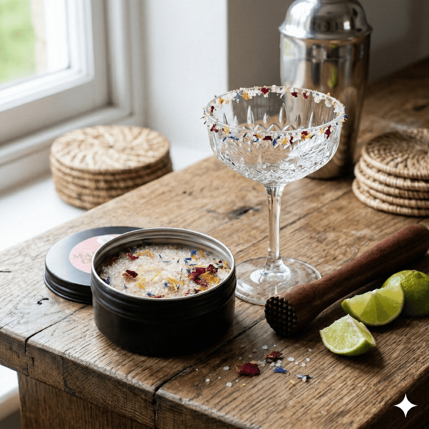 Cocktail Rimming Salt – Margarita Confetti Salt Blend (Large Tin)