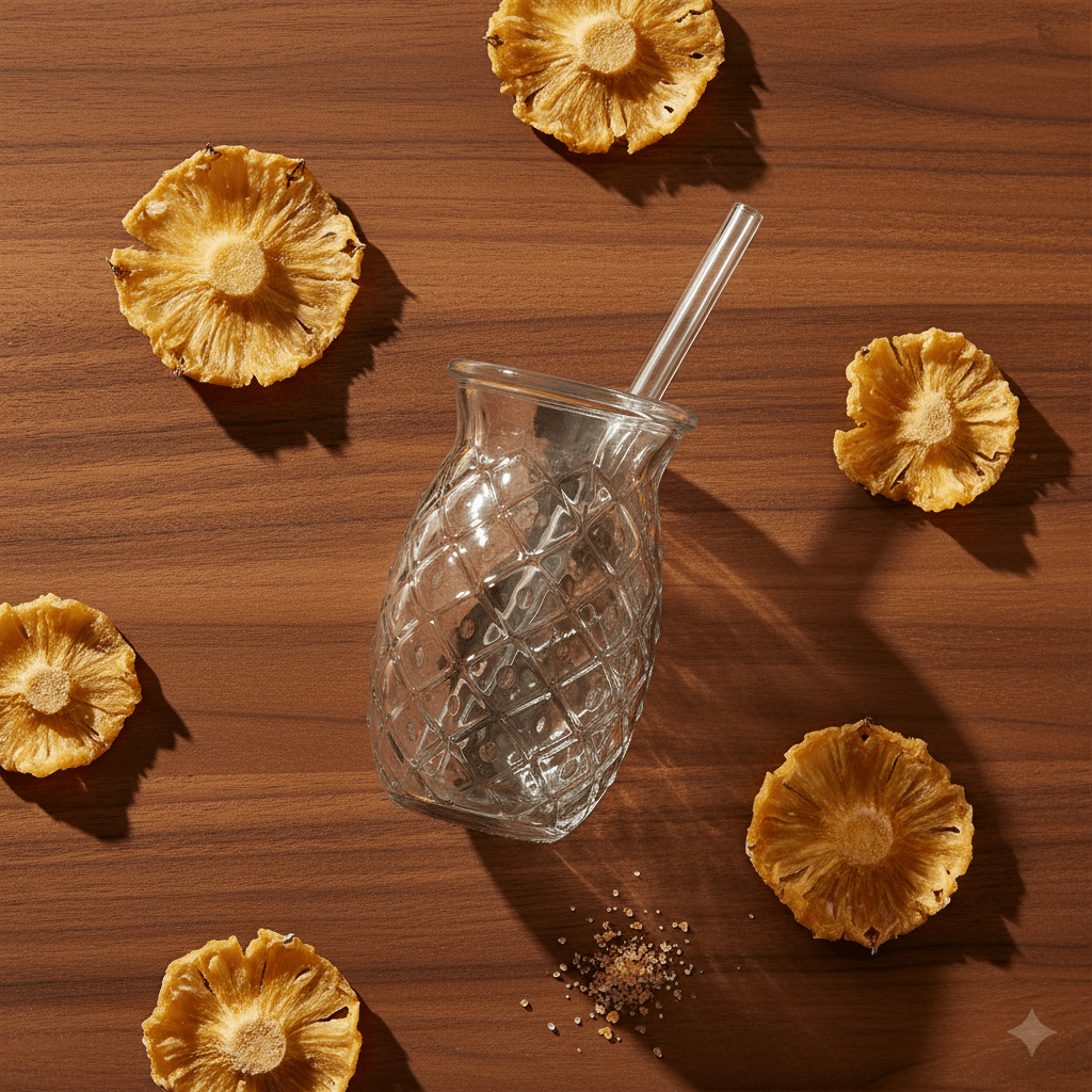 Pineapple Glass with Straw