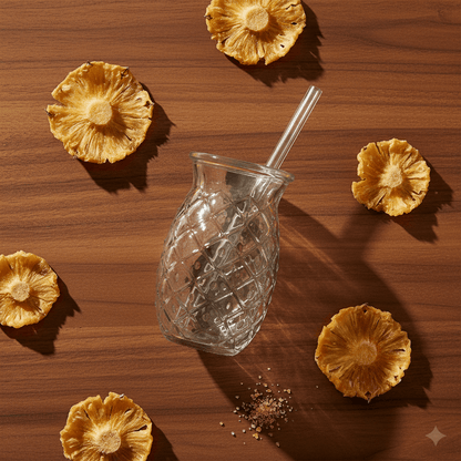 Pineapple Glass with Straw