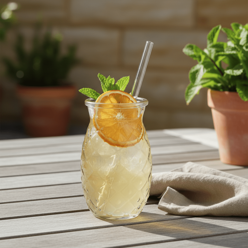 Pineapple Glass with Straw