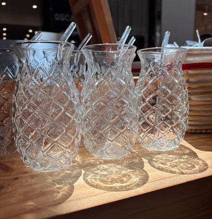 Pineapple Glass with Straw