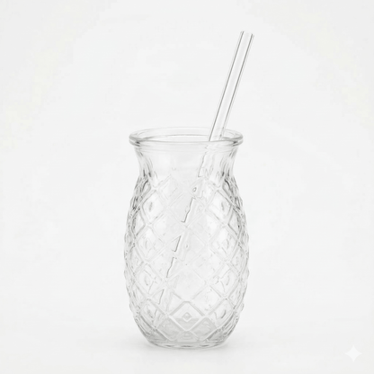 Pineapple Glass with Straw