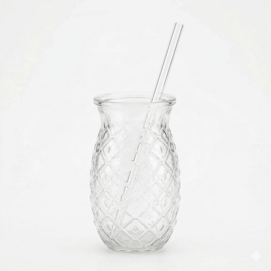 Pineapple Glass with Straw