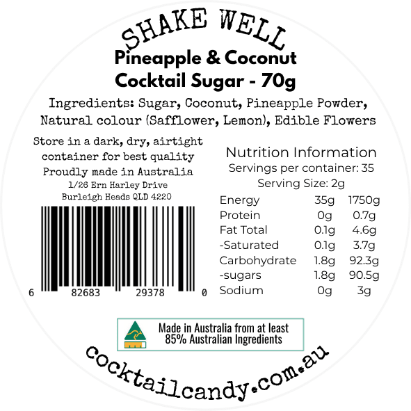 Cocktail Rimming Sugar – Pineapple and Coconut