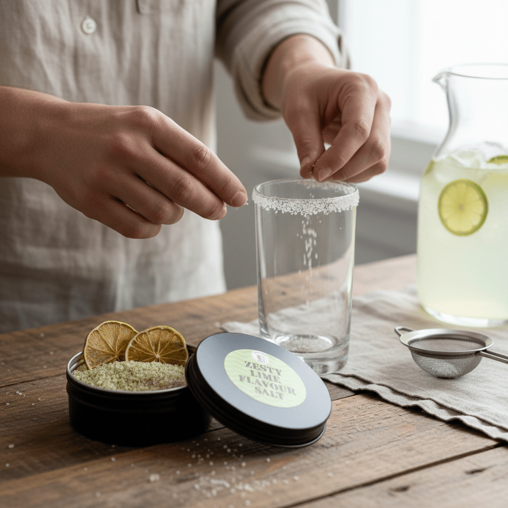 Cocktail Rimming Salt – Zesty Lime Flavoured Salt (Large Tin)