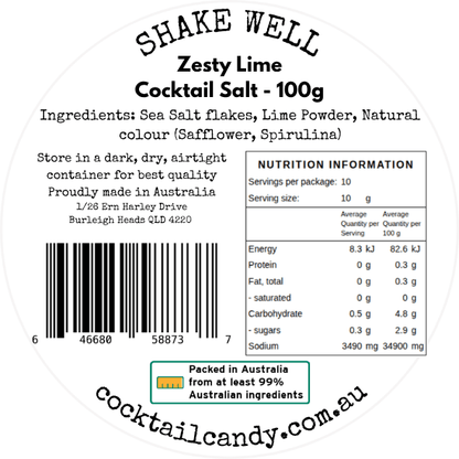 Cocktail Rimming Salt – Zesty Lime Flavoured Salt (Large Tin)